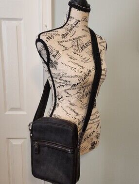 Dunhill Patterned Printed Unisex Adjustable Crossbody Bag-Black Leather Accents